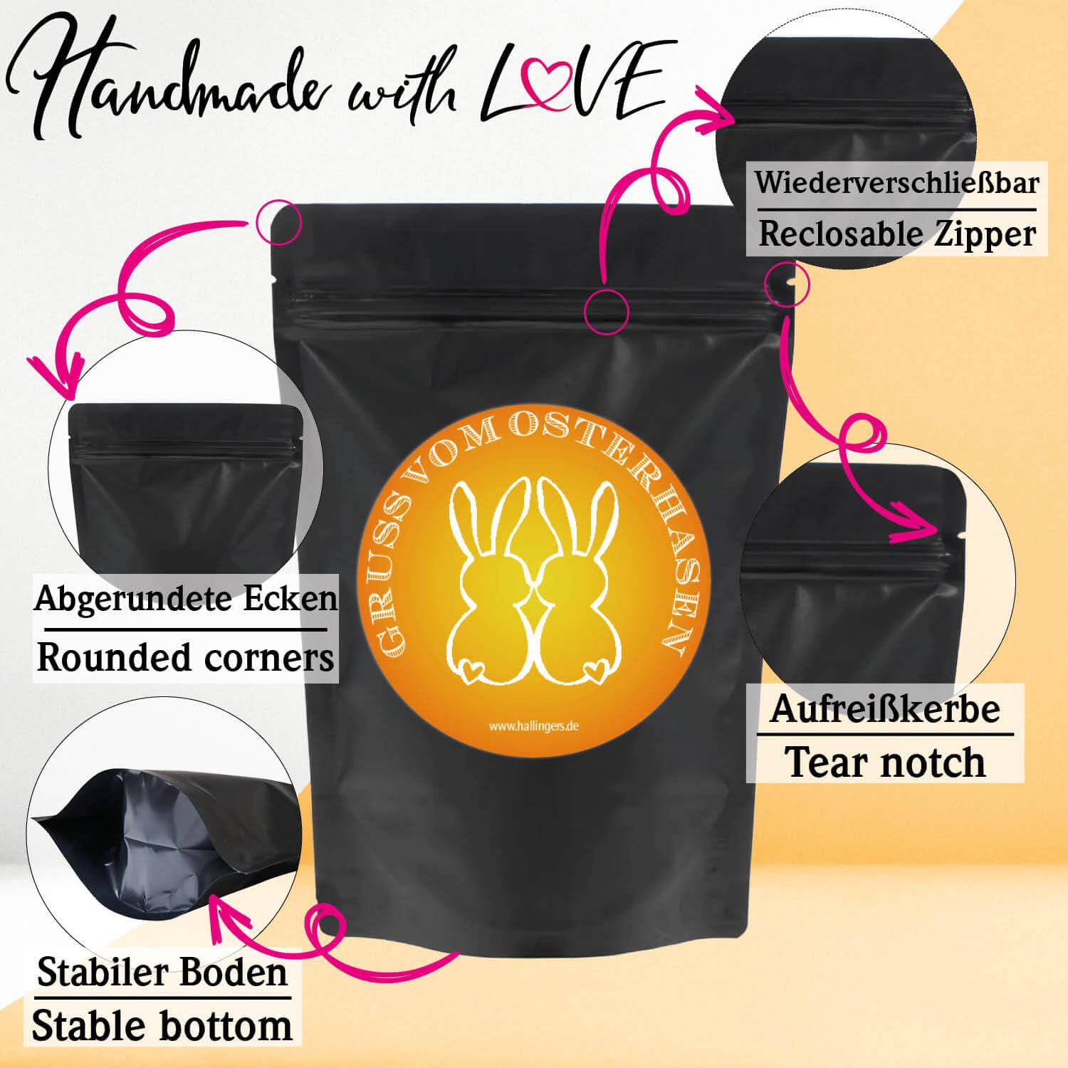 Hallingers Genuss Manufaktur Feinkost Oster-Geschenk-Set - XXL-Wundertüte "Gruß vom Osterh..." großes Osternest Pralinen-Ostereier, Ostertafel, Konfitüre & Olivenöl, Ostern Körbchen für Frauen Männer