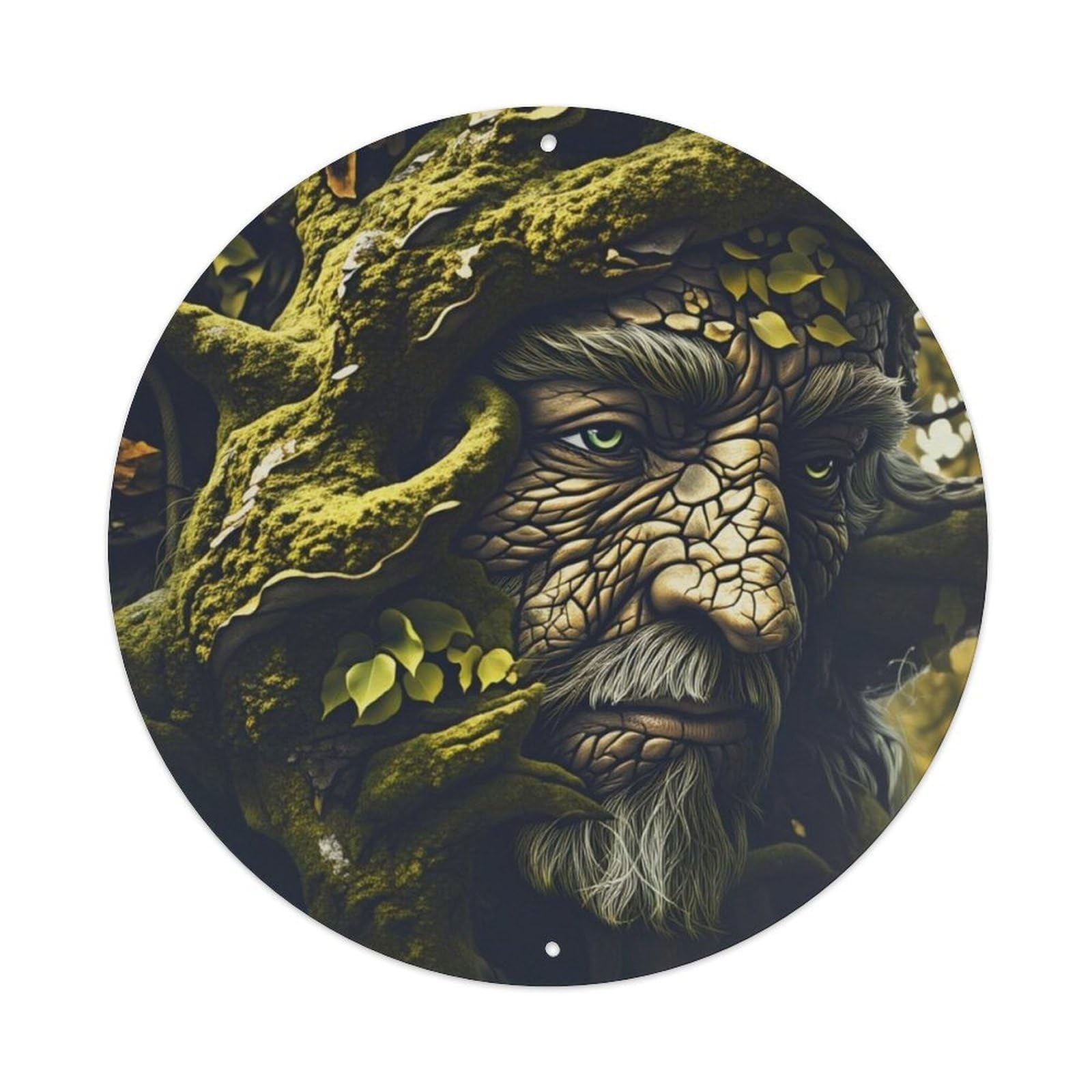 Ldfuieksufg Style Moss Tree Face Forest Man Round Decor Sign Vintage Aluminium Metal Sign, Retro Wall Decor For Home, Bar, Garage & Farmhouse 20X20cm
