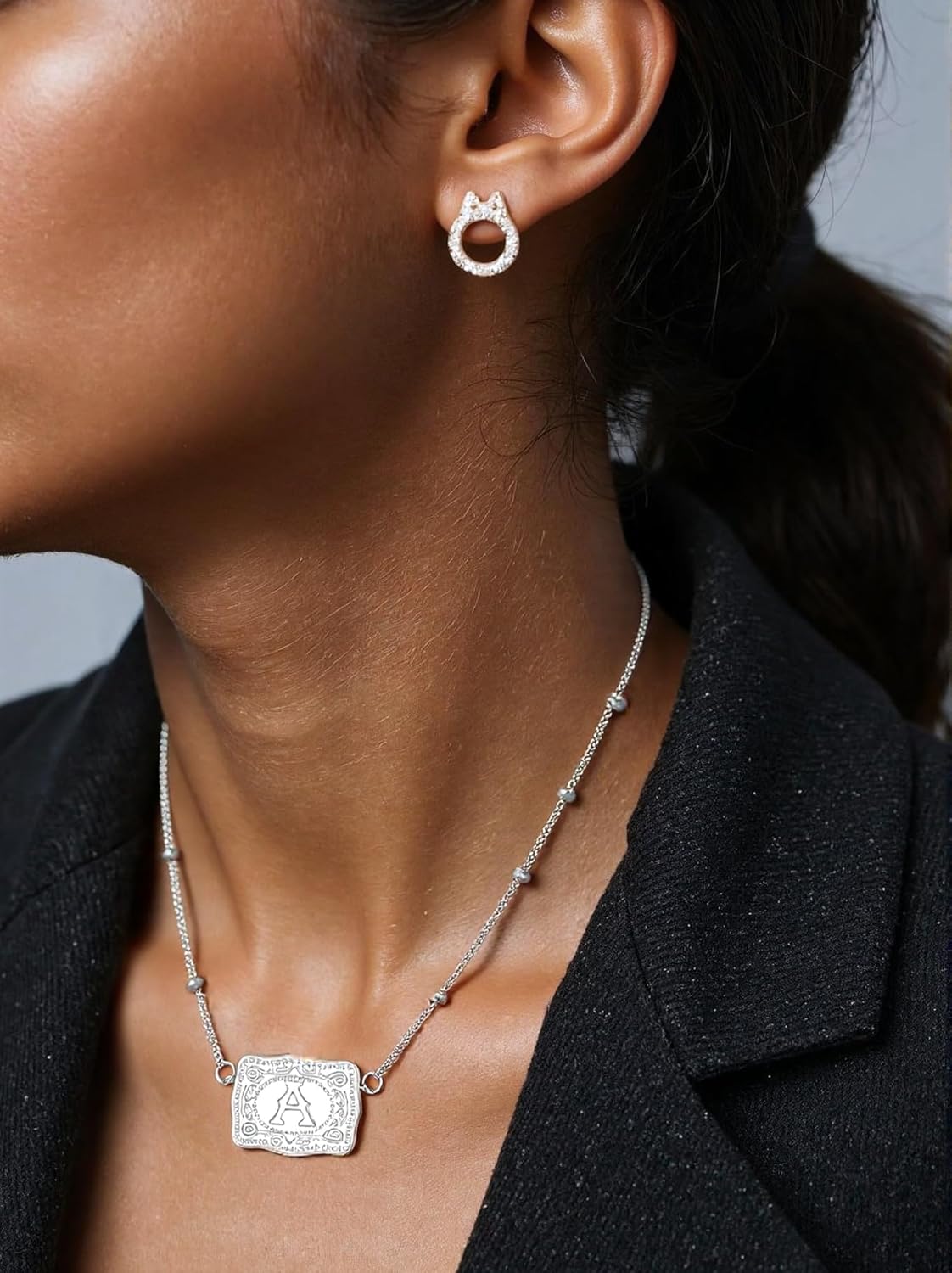 Silver Belt Buckle Initial Necklaces for Women Dainty Western Initial Letter Pendant Necklace Personalized Letter Pendant Necklace Jewelry Gifts for Cowgirl Cowboy - Image 3