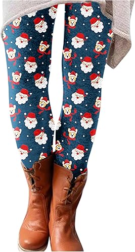LCMTWX Leggings de Navidad para mujer, pantalones casuales elásticos delgados para mujer, pantalones largos con estampado navideño