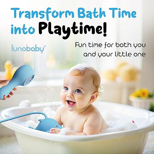 Miniatura 5 de Cabezal de ducha de baño para bebé, rociador de bañera de juguete para bebés y niños pequeños, fácil control de flujo de agua, juguete de delfín