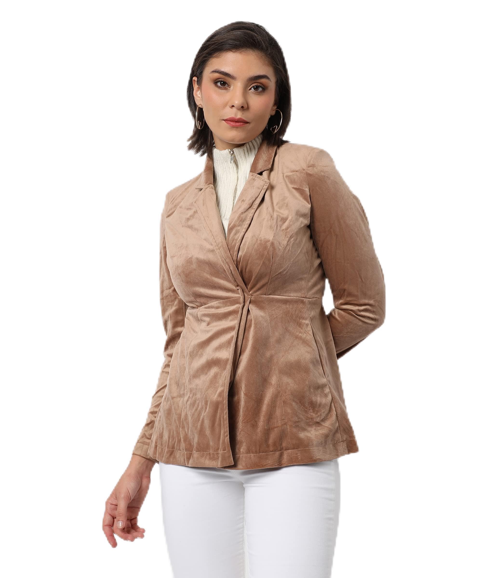 pinacolada Women's Solid Regular Fit Blazer for Winter Wear | Collared Neck | Full Sleeve | Buttoned | Casual Jacket for Woman & Girl | Western Stylish Jacket for Women-picture-44