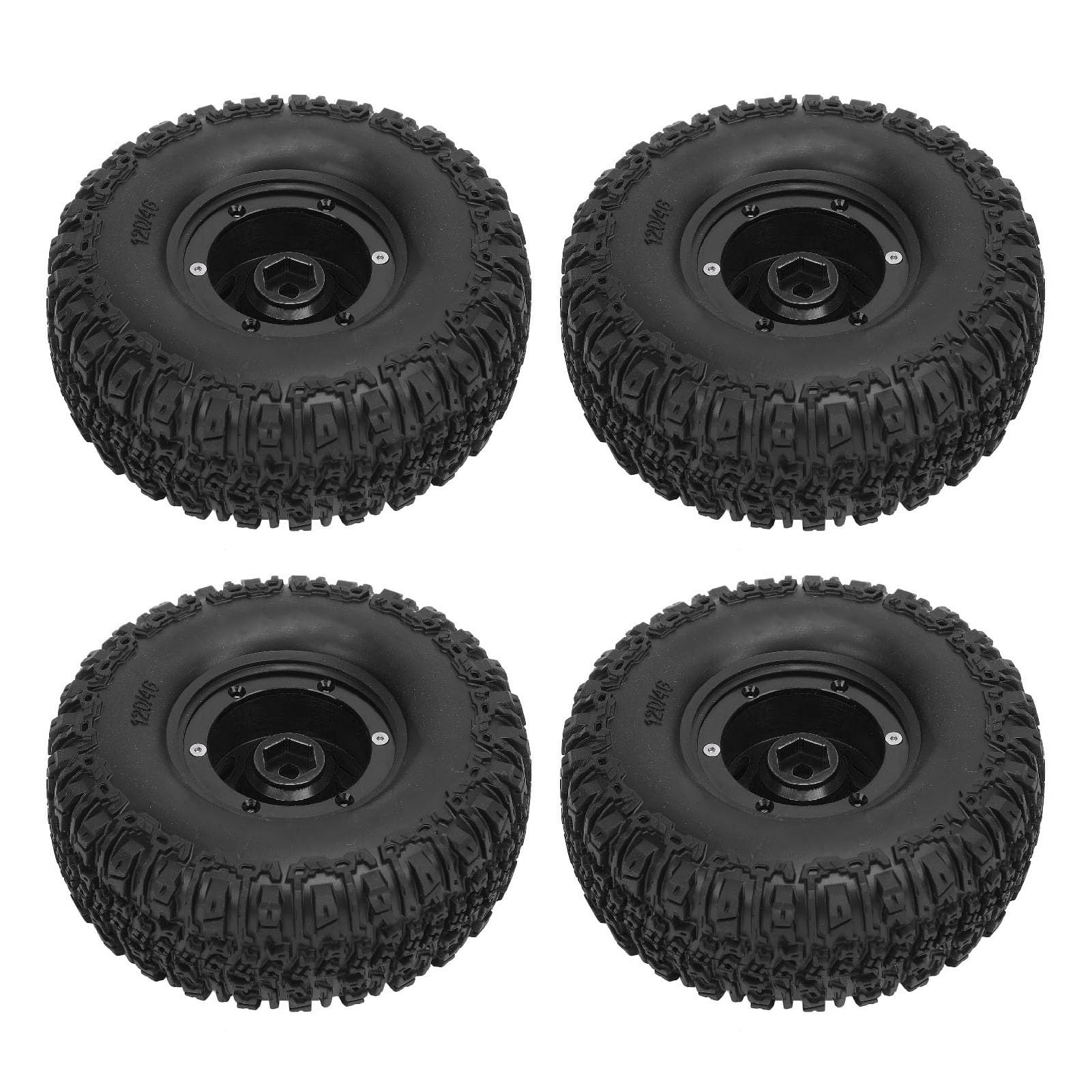 Generic Zestaw Opon do kół Gąsienicowych RC Trwała Piasta ze Stopu Aluminium Stylowy Samochód RC 4 szt. dla Entuzjastów Jazdy 120x46mm (BLACK)