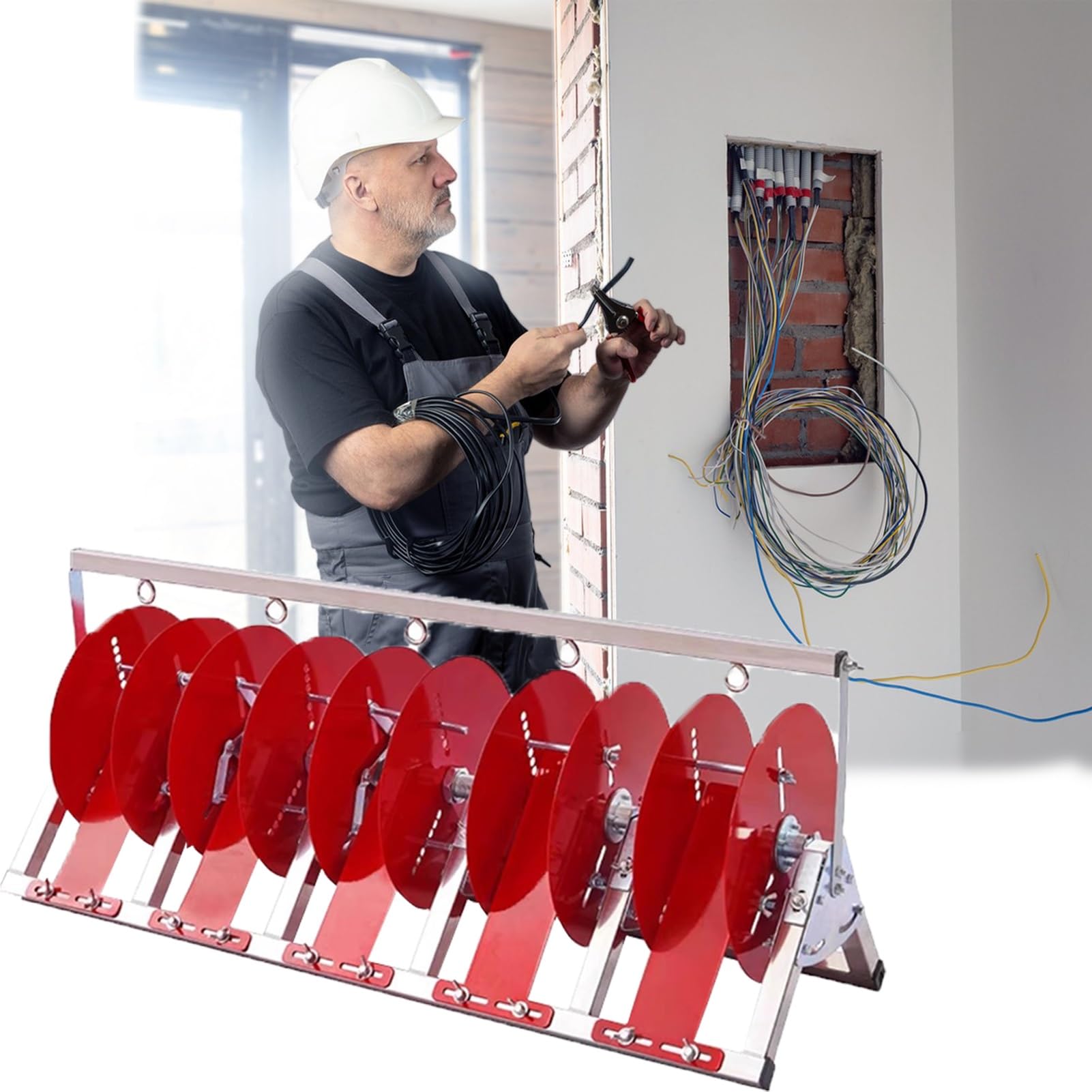 Soporte para carretes de cable en acero inoxidable de alta resistencia estructural