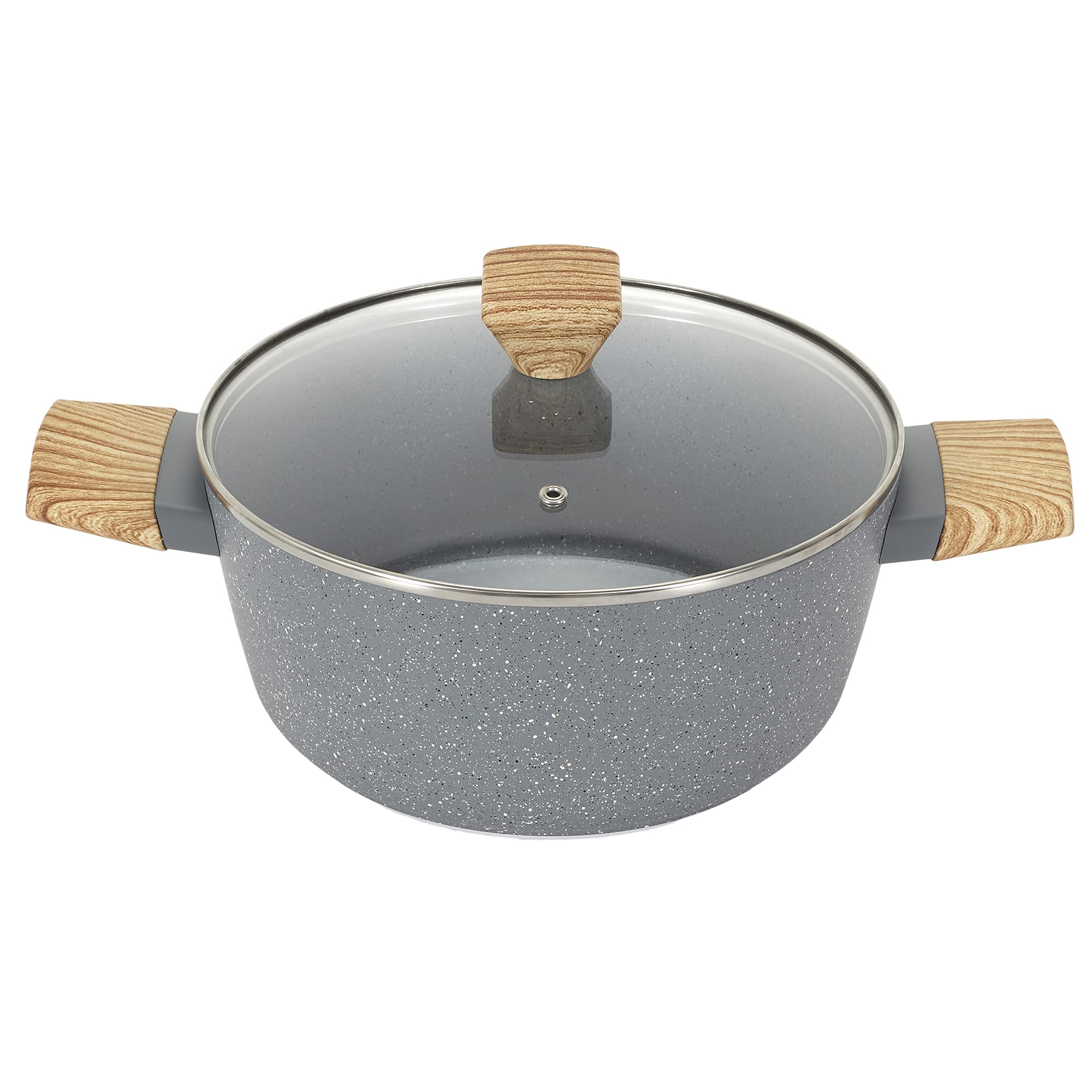 Forge Aluminium Cooking Pot with Wooden Effect Handle 28 cm for Kitchen Cooking Frying Pan and Saucepan