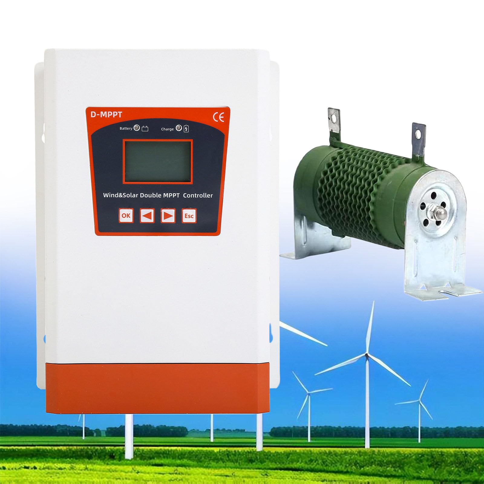 Kontroler Hybrydowych Systemów Wiatrowo-Słonecznych,Hybrydowy Kontroler ładowania MPPT Wiatrowo-Słonecznego,Automatyczna 12V/24V/48V,z Bluetooth(Wiatr<8000W,Energia Słoneczna<4000W),24V/48V Auto