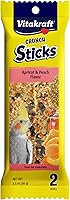 Vitakraft Crunch Sticks Cockatiel Treats Apricot Peach - Triple Baked Long-Lasting with Wood Chew Center for Beak Health & Enrichment 3.5 oz