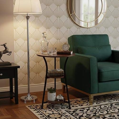 Miniatura 2 de Dulcii Mesa auxiliar redonda pequeña para espacios estrechos y pequeños, sofá redondo de 3 niveles junto a la mesa, mesa auxiliar moderna para sofá