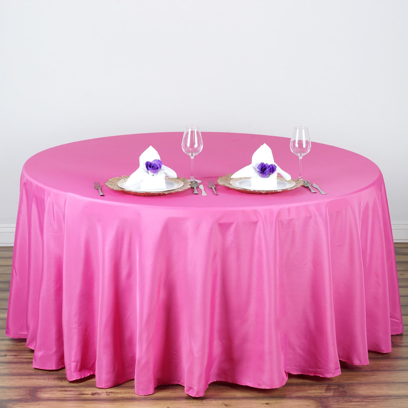 Mantel Redondo Fucsia - 48 Pulgadas, Impermeable, Sin Arrugas, Poliéster 210 G/m² - Para Fiestas, Bodas, Exteriores