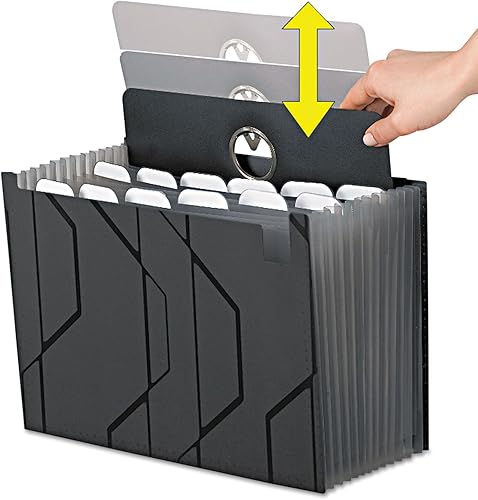 Miniatura 5 de Pendaflex Archivo expandible con cubierta deslizante, 13 bolsillos, tamaño carta, negro (2327)