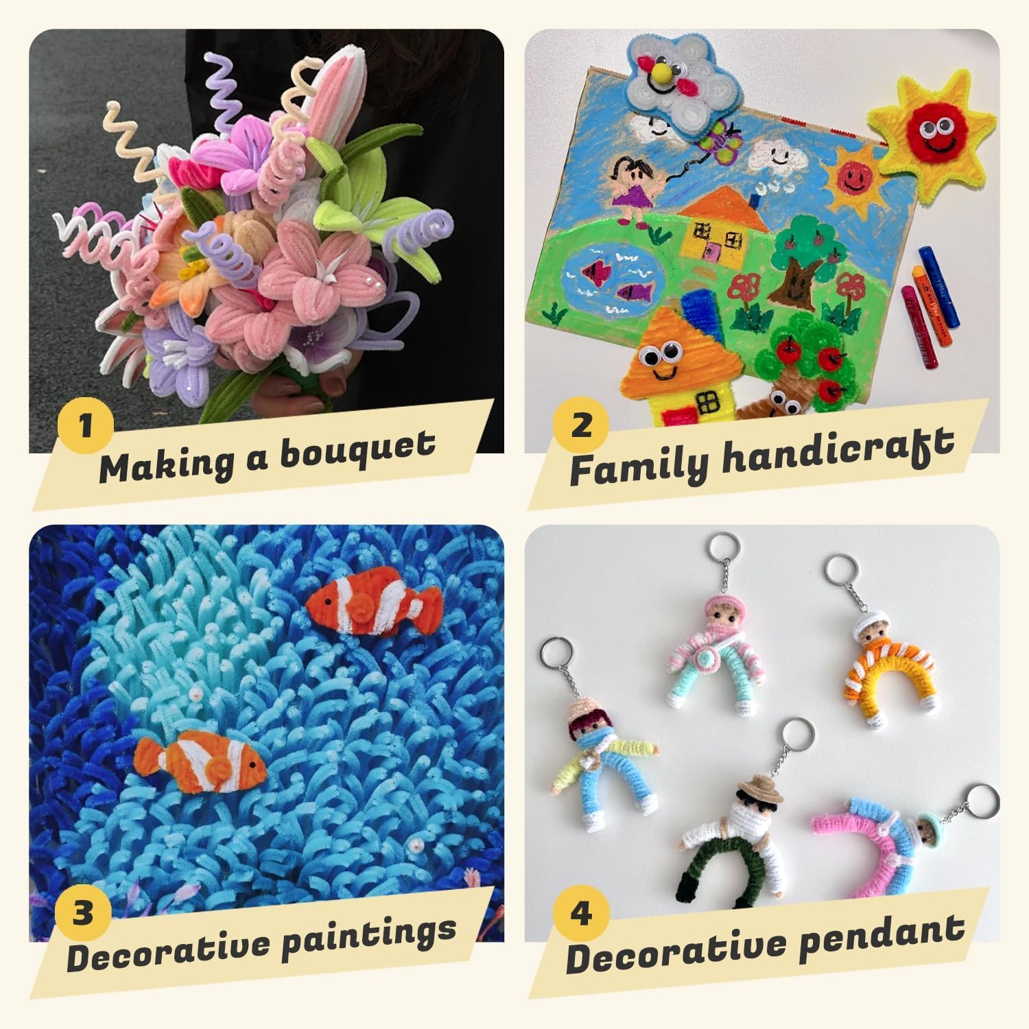 BOLT BEE Pastel Pipe Cleaners - 150pc Craft Set -5