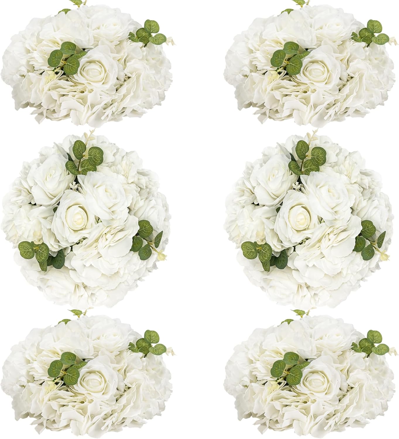 White Flowers Balls for Centerpieces: 6 PCS 11.8" Diam Flower Centerpieces for Tables in Wedding Reception Decorations Arrangement for Party Celebration Planners