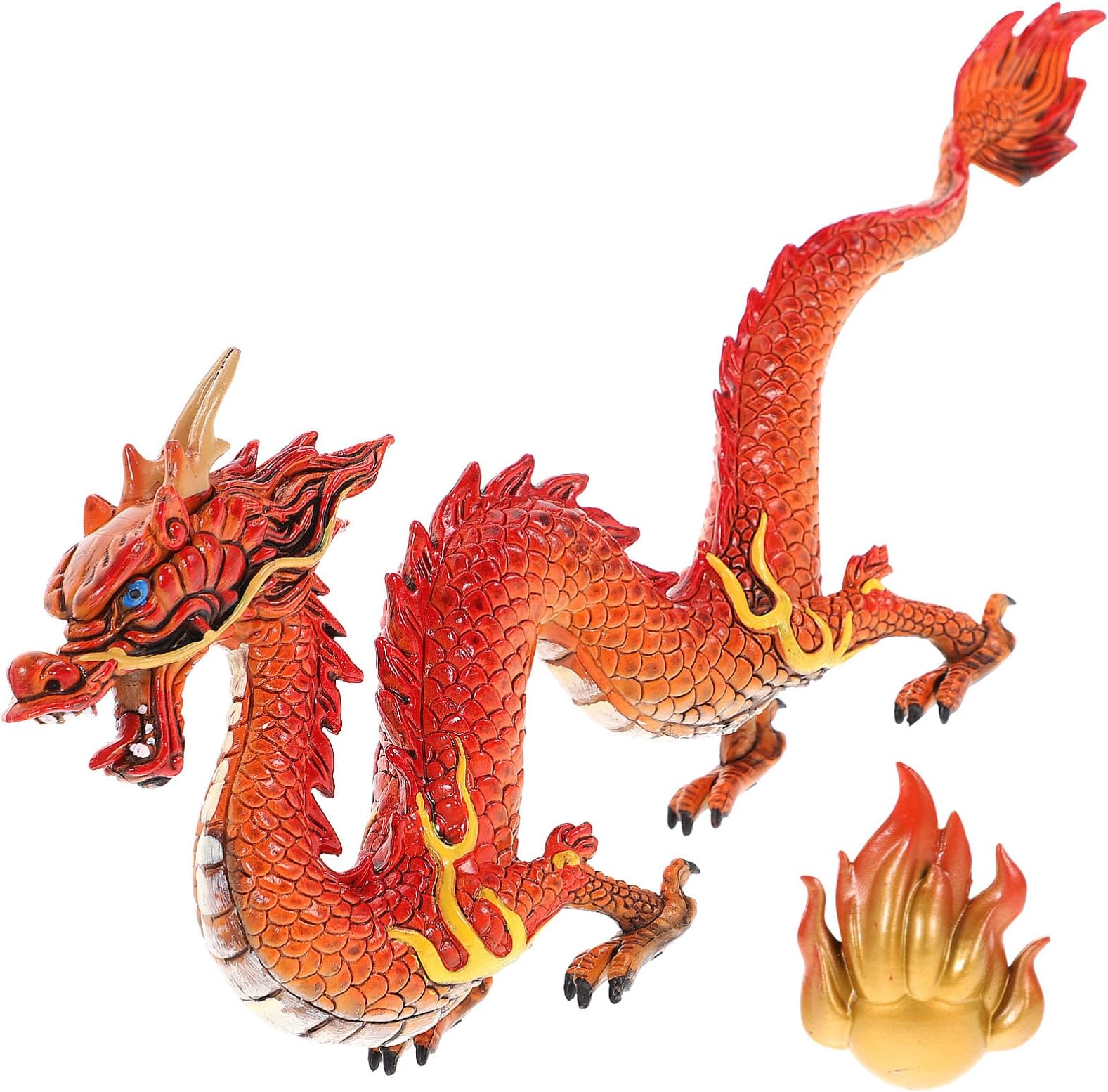 ERINGOGO Chinese Zodiac Dragon Statue, Red Fire Dragon Figurine 2024 Year of The Dragon Statue Feng Shui Mascot Sculpture Decoration for Wealth Good Lucky Gifts