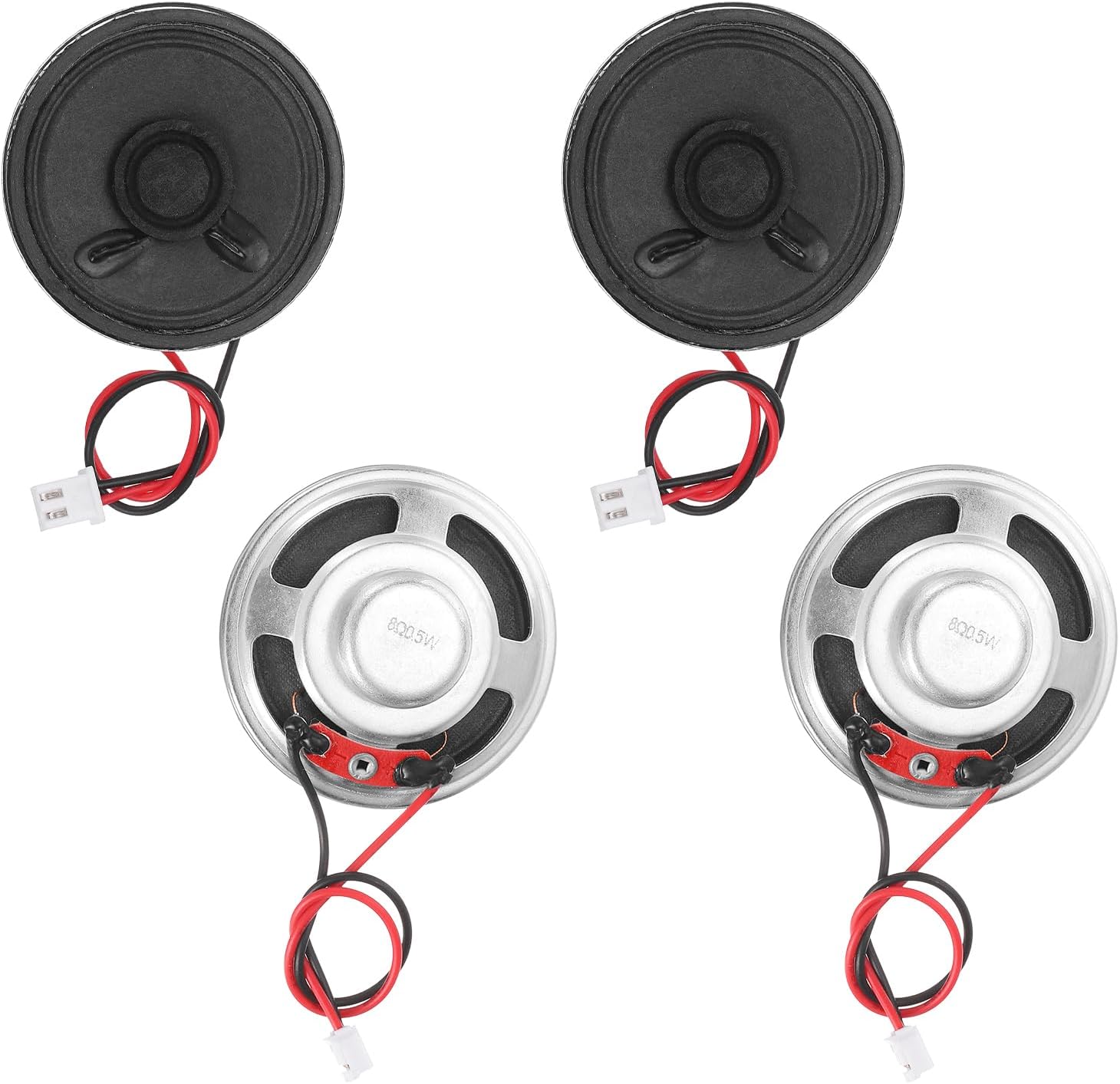- 4pcs Internal Magnet Speaker (0.5W 8 Ohm 2mm) - Round Internal Micro Magnet Loudspeaker with 100mm Terminal Wire for DVD EVD Mobile Portable Advertising Machine, Black