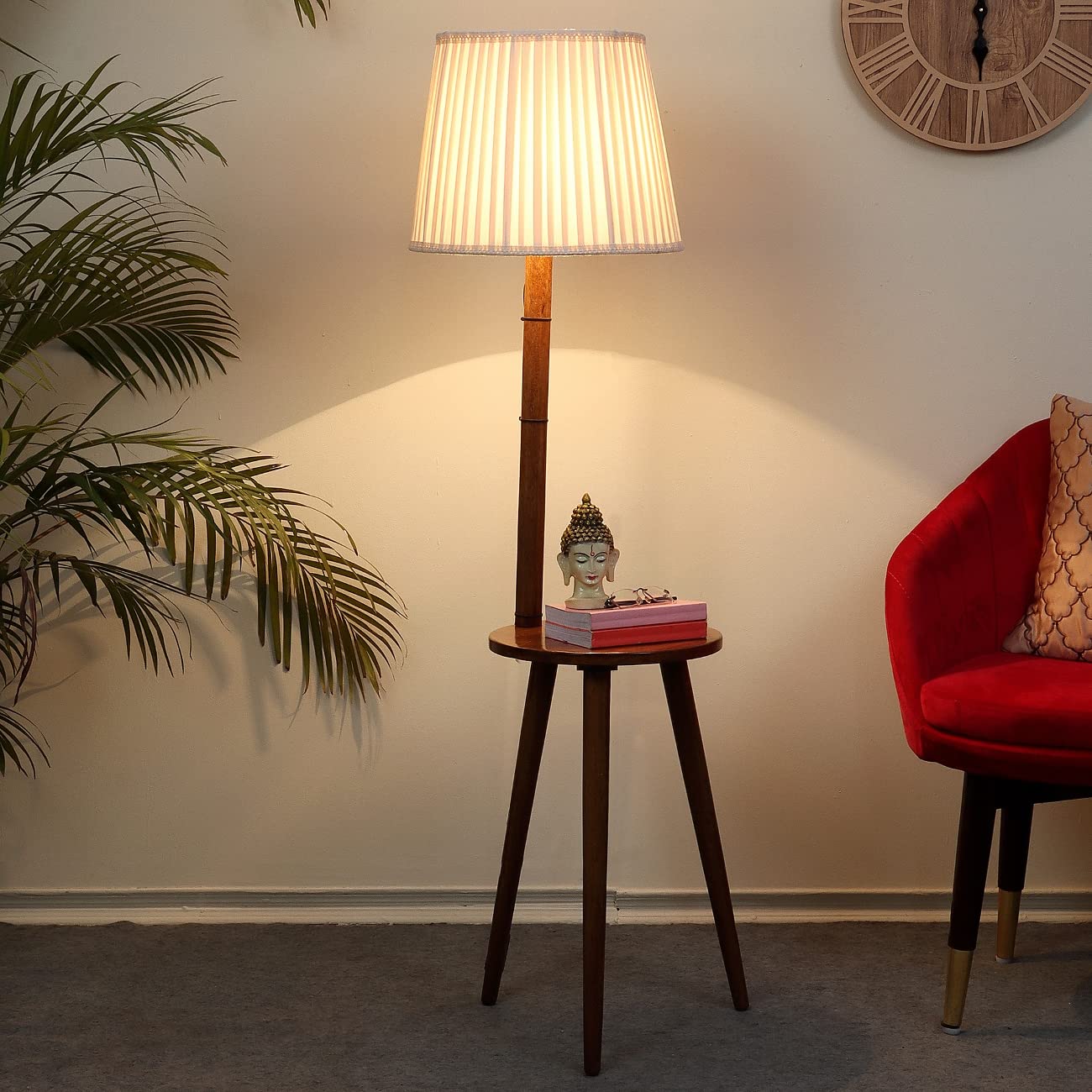 Handcrafted Mango Wood Floor Lamp - Rustic Home Decor -11