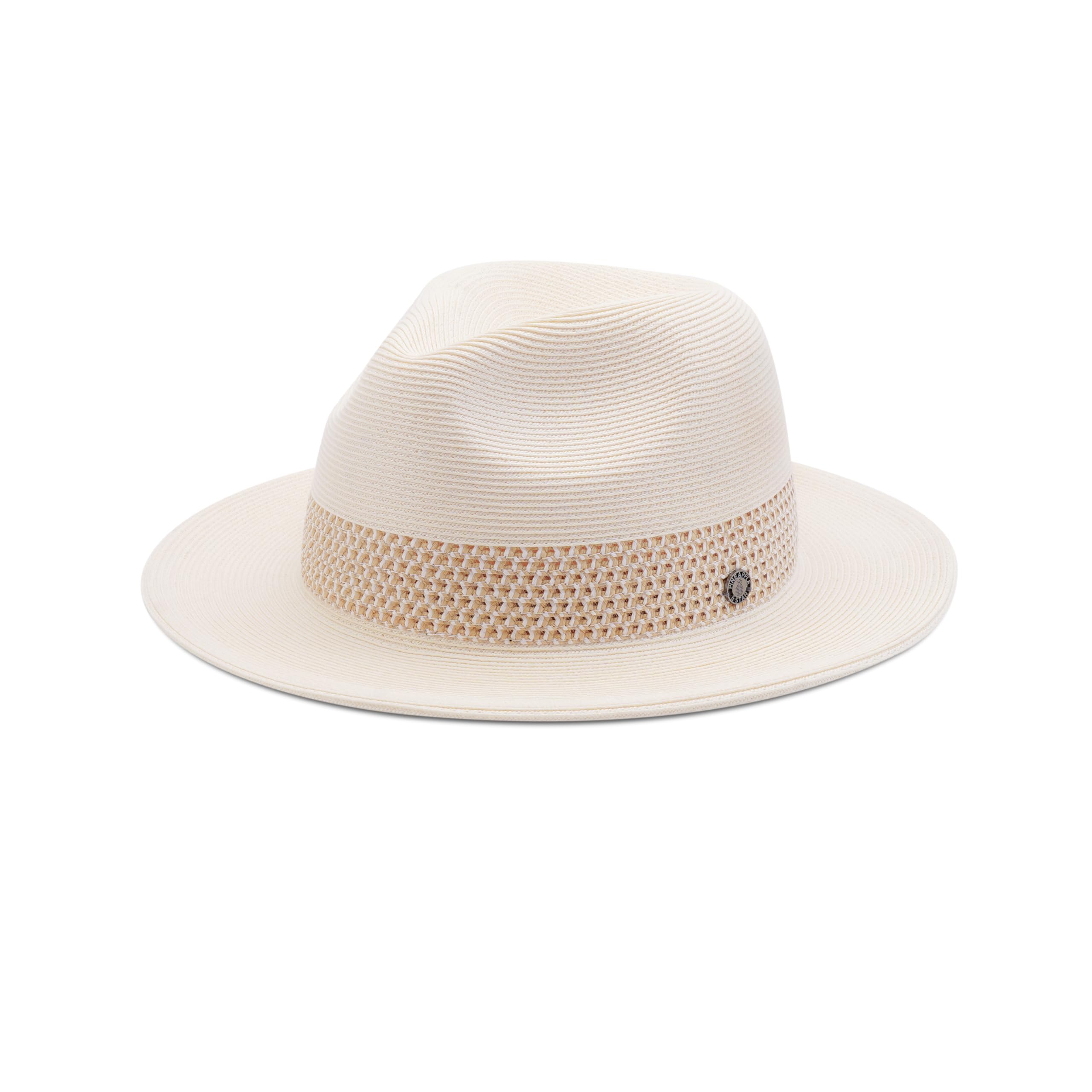 Pineapple&amp;Star Sun Straw Fedora Beach Hat Fine Braid UPF50+ for Unisex