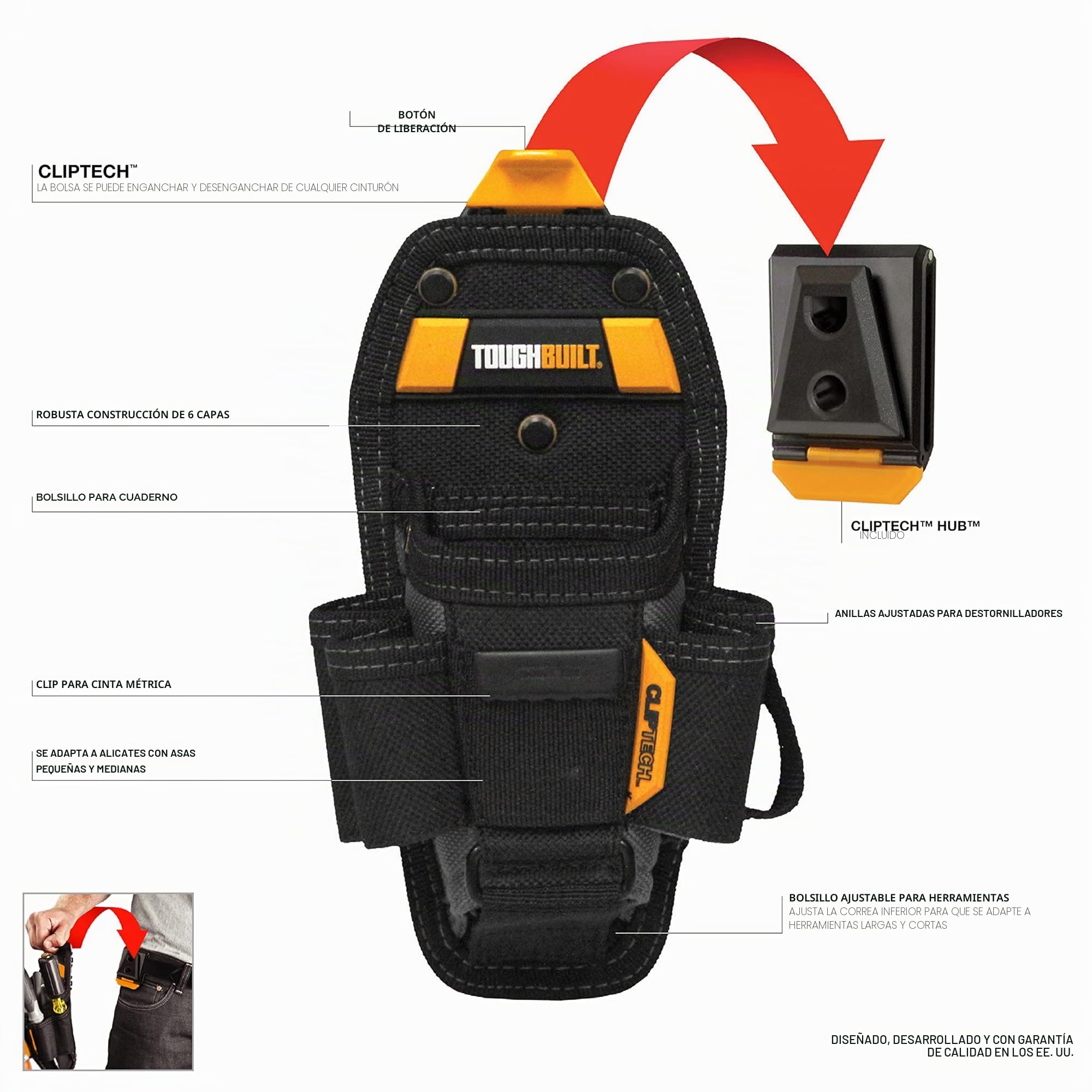 ToughBuilt Technician - Bolsa de 7 Bolsillos (tamaño Mediano)