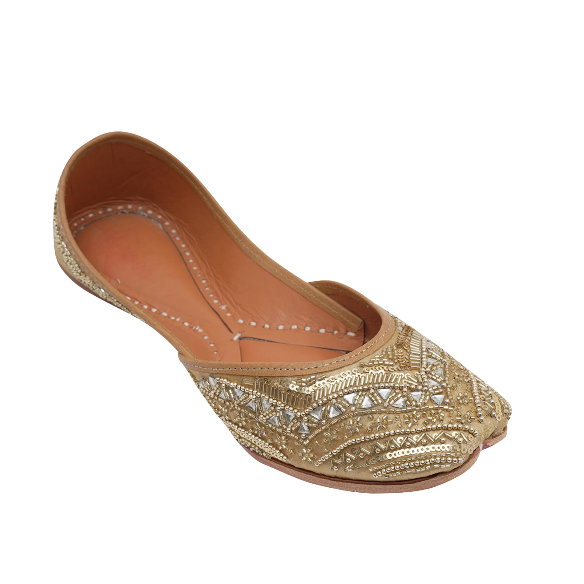 Women embroidered Mojaris Flats | Gold --image-47