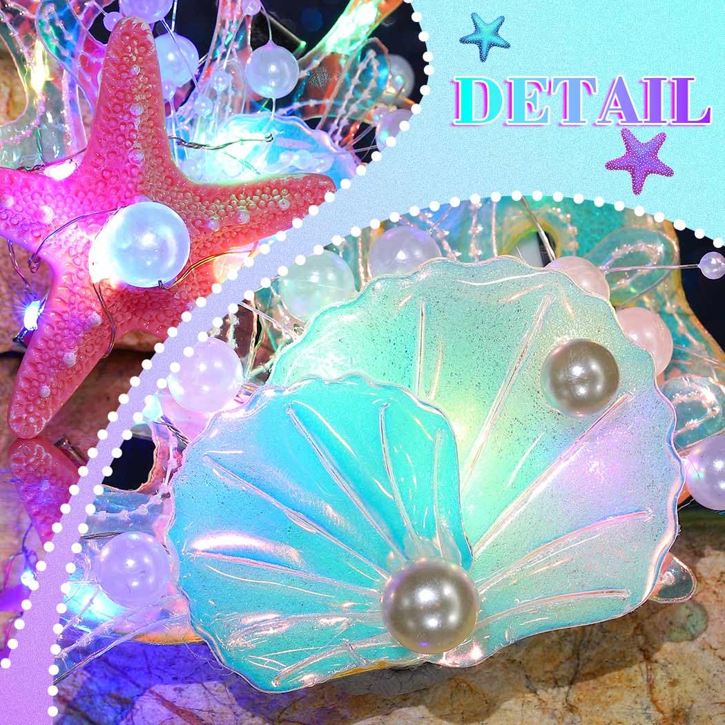 EVILD Mermaid Seashell Hair Accessories Light Up Starfish Hair Clip for Women - Image 6