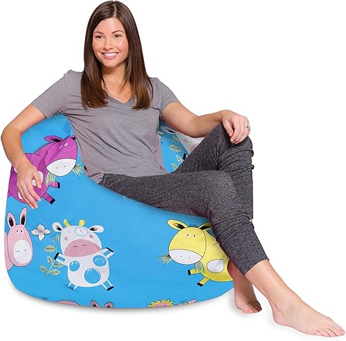 Miniatura 36 de Posh Beanbags - Sillón puff XL, 48 pulgadas, color gris jaspeado Gris brezo,Lienzo Animales Bosque Critters,Tela para colorear lienzo - Mundo