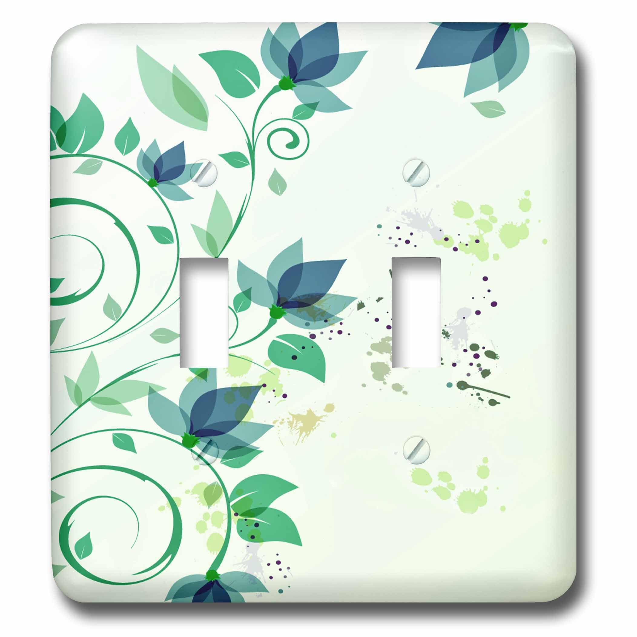 Double interrupteur à bascule 3D Rose Jolie Rose bleu sarcelle et vert
