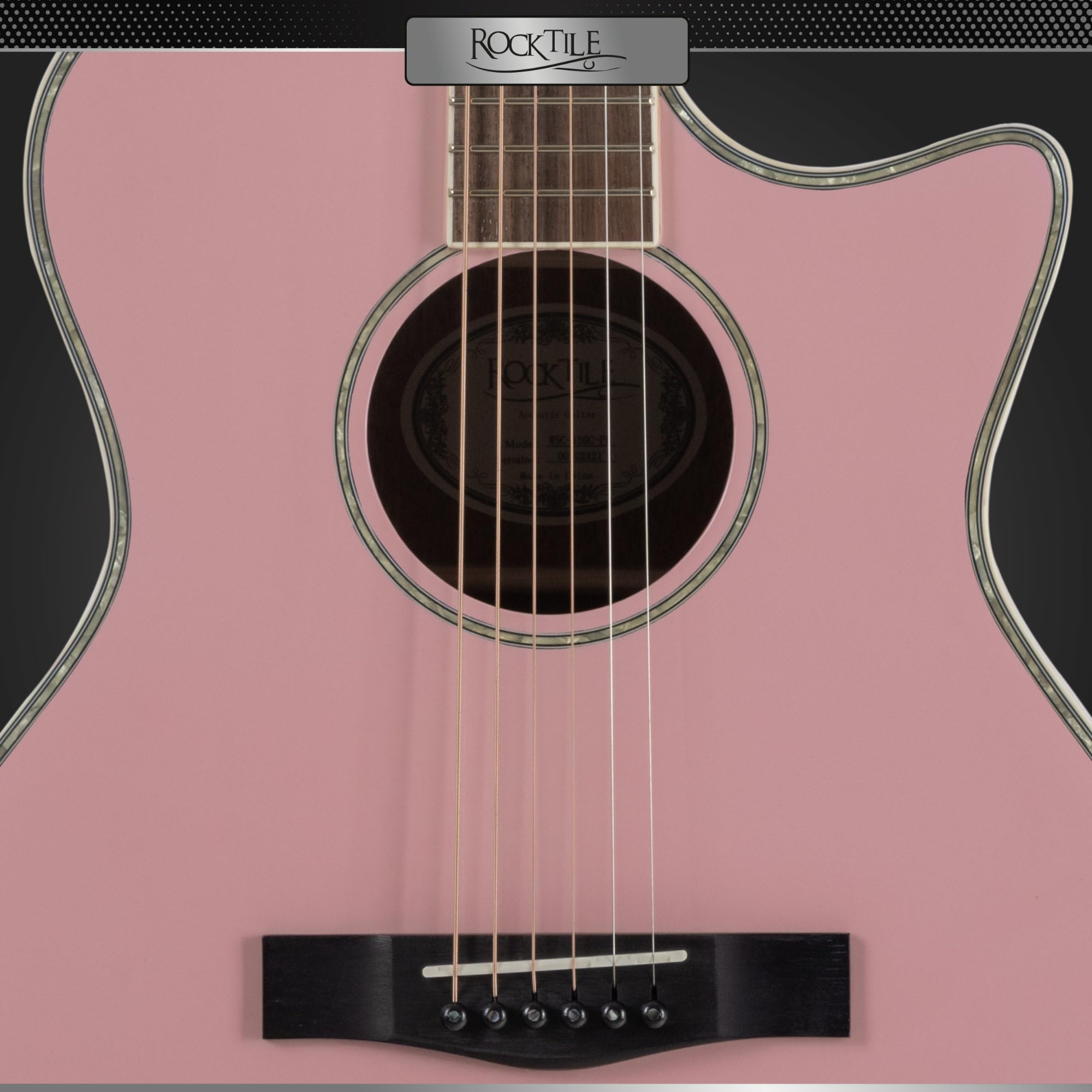 Rocktile WSC-150C-PK Westerngitarre - 6-saitige Grand Auditorium Akustikgitarre mit Cutaway - massive Fichtendecke & Mahagoni-Korpus - Palisandergriffbrett - Gloss Finish - Pink