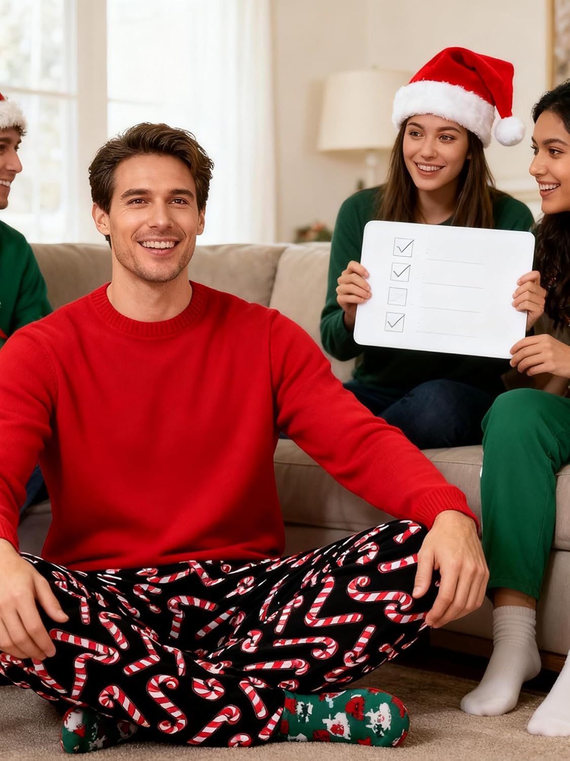 Mens Pajama Pants Christmas Halloween Sleepwear Lounge Pjs Pants with Pockets - Image 6