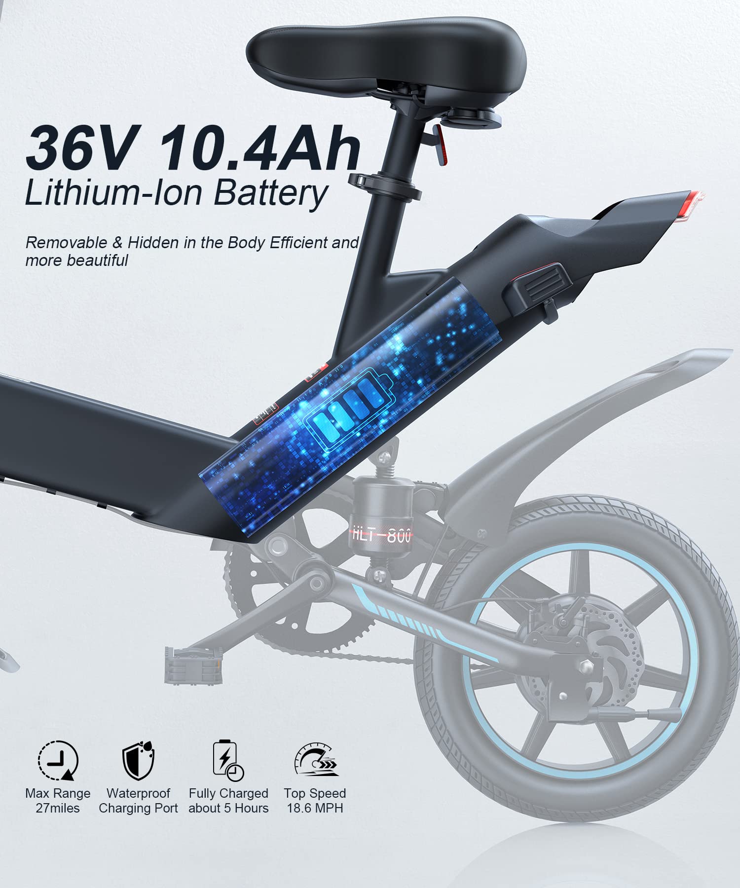 Electric Bike, Sailnovo Electric Bicycle with 18.5mph Electric Bikes