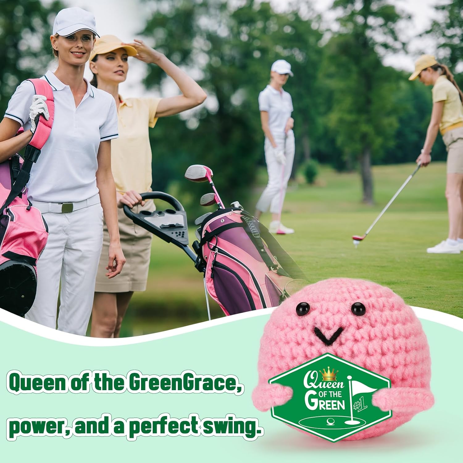 Birthday Golf Gifts for Women - Queen of The Green, Handmade Inspirational Golf Accessories for Woman Golfers, Cute Pink Christmas Bosses Day Golf Ball Present for Boss Female Lady Girls - Image 4