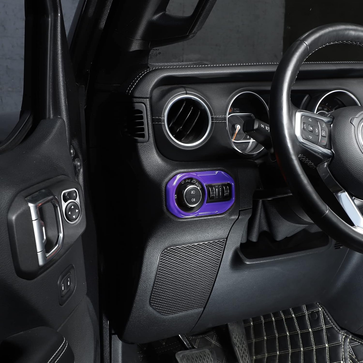 JeCar Purple Headlight Switch Button Decoration Cover Trim for 2018-2024 2025 Jeep Wrangler JL JLU Interior Accessories & Gladiator JT