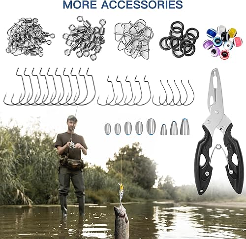 Miniatura 5 de Fishing Lures, Tackle Box with Tackle Included, Crankbaits, Spoon, Hooks, Weights & Other Accessories, Fishing Bait Lure Gear Kit Gifts for Men Bass