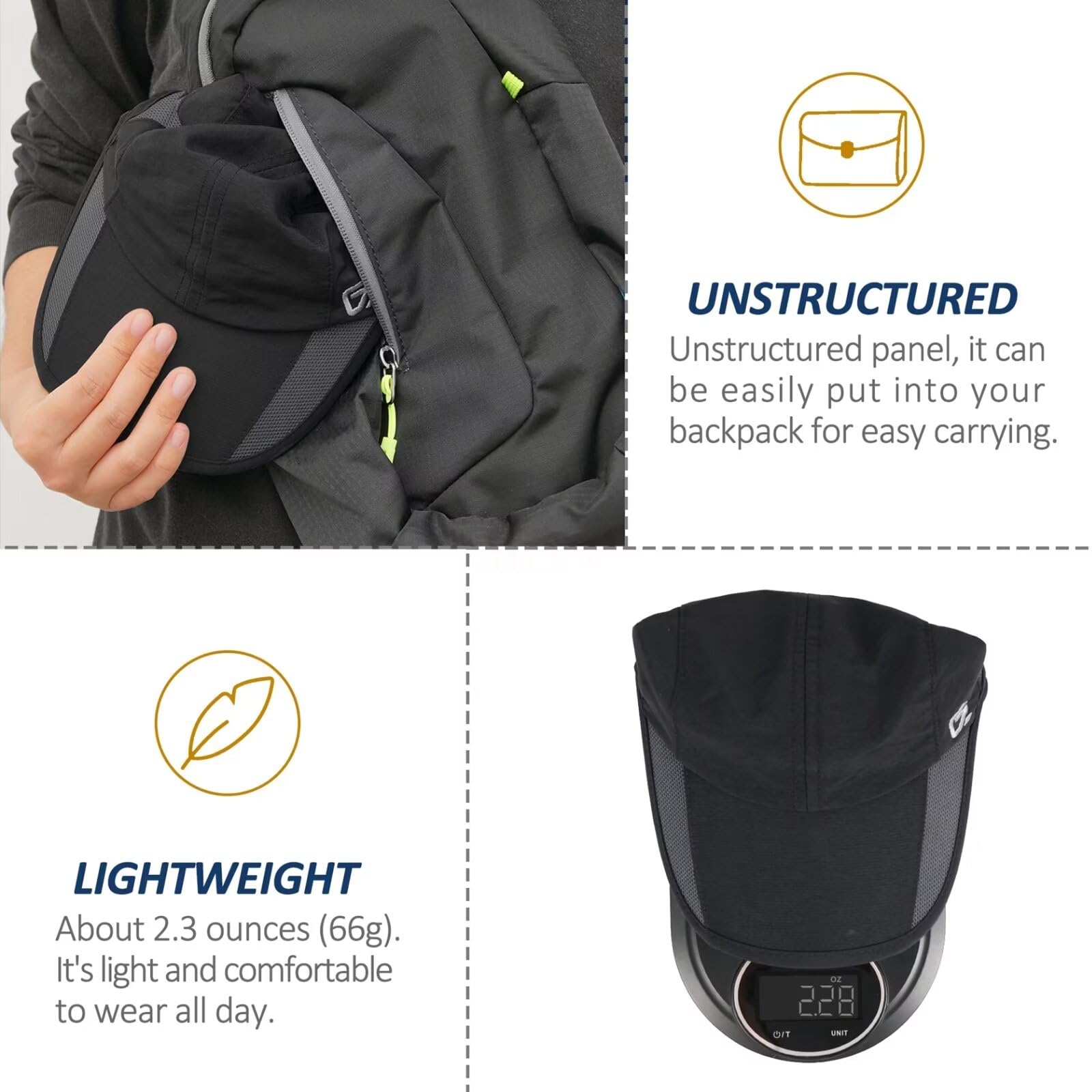 GADIEMKENSD Ad Asciugatura Rapida Traspirante Outdoor Berretto Corsa