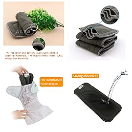 ALVABABY Baby Cloth Diaper 6 Pack with 12 Inserts One Size Cloth Diaper Covers Adjustable Washable Reusable for Baby Girls and Boys