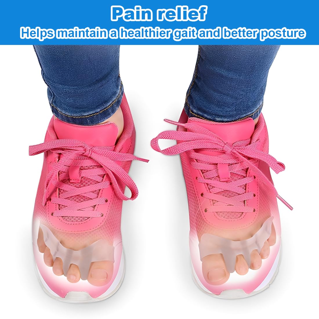 6 Separatori per Dita dei Piedi e 1 Fascia Correttiva, Silicone per Alluce Valgo, Sollievo dal Dolore, Adatto per Uomo e Donna