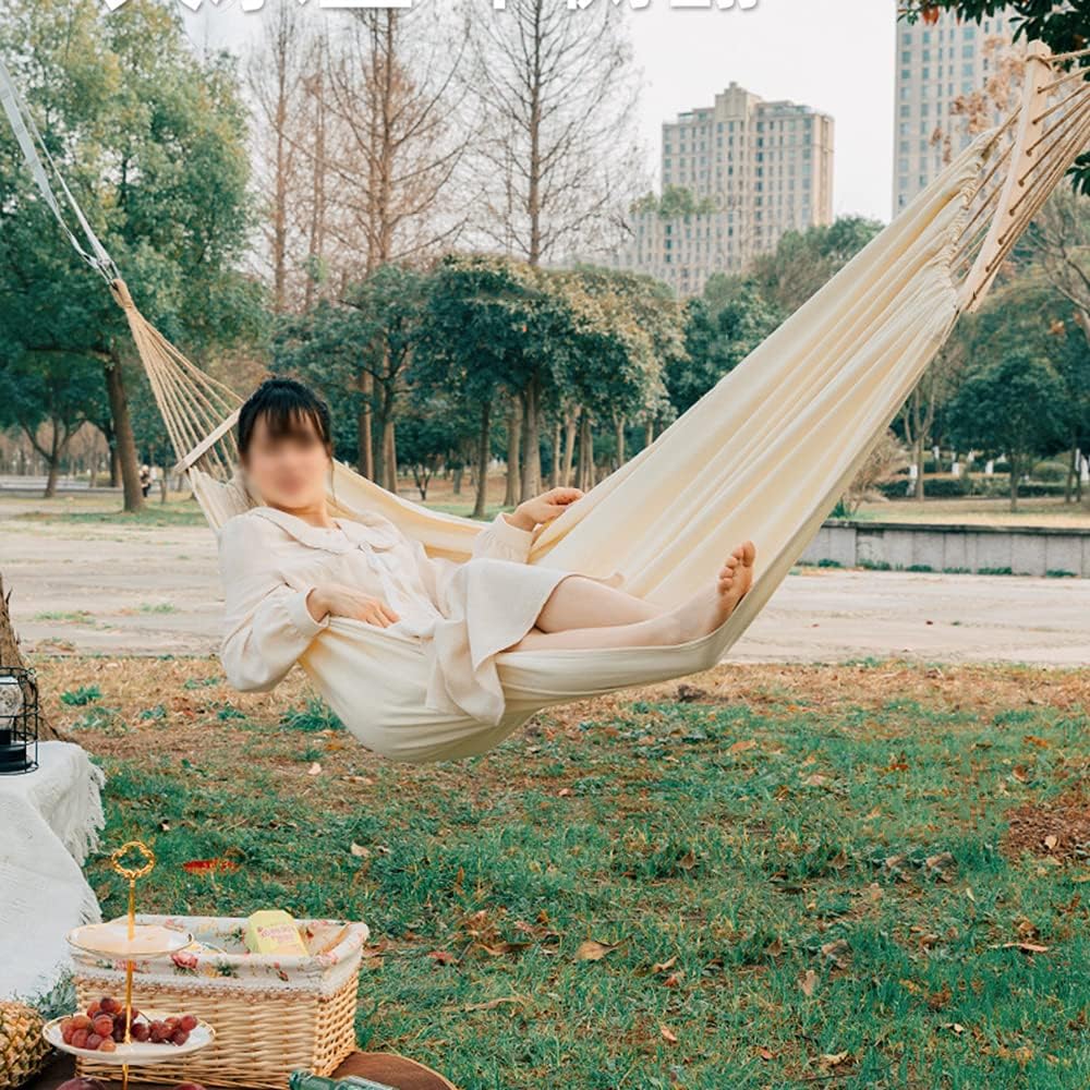 家庭用品 Large Double Hammock Carrying Capacity Up to 250KG Outdoor Portable Hammock with Hardwood Expander White