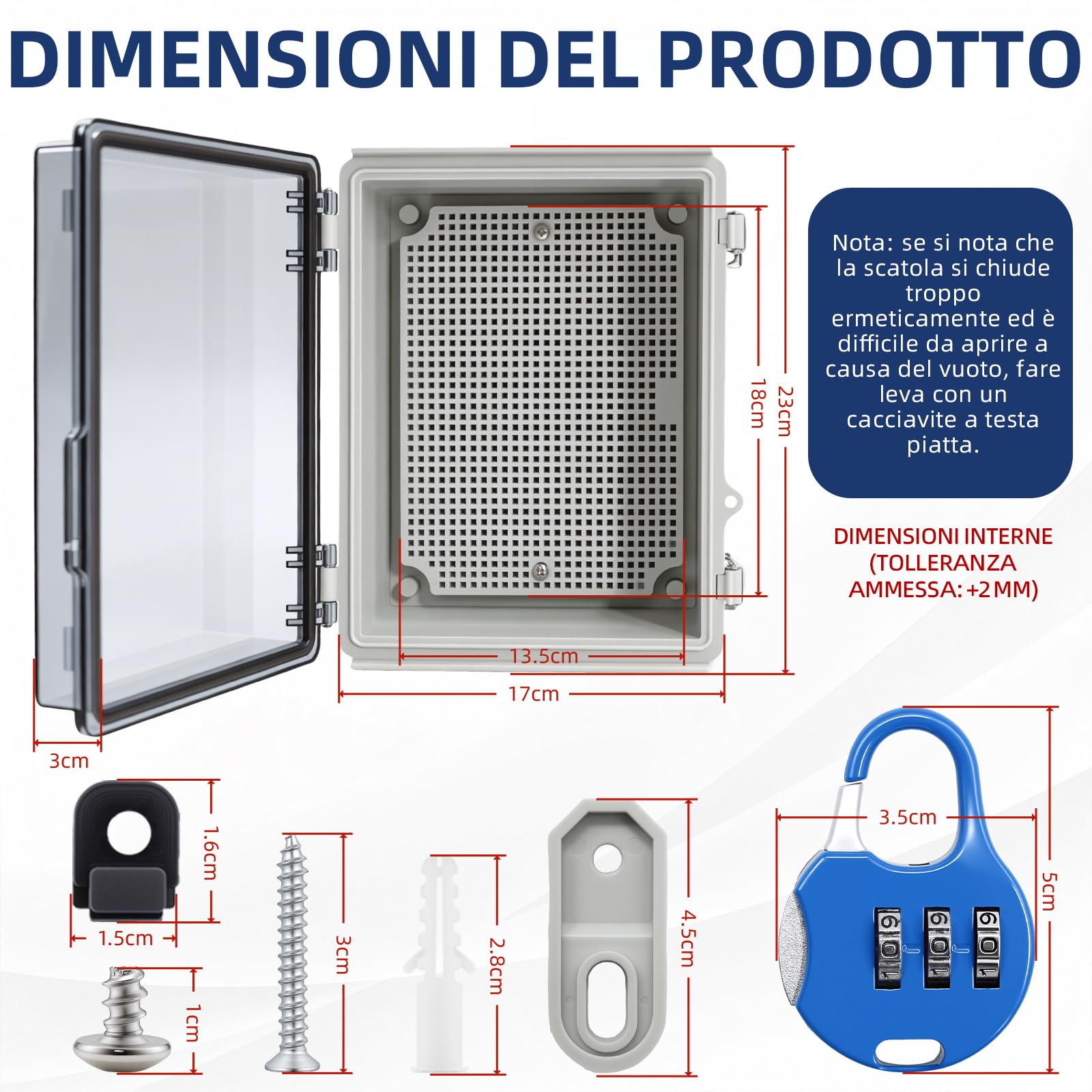 Scatola di derivazione impermeabile IP65, armadietto di commutazione trasparente per esterni, scatola di distribuzione con serratura a combinazione, armadio di controllo trasparente, montaggio