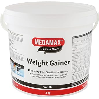 Megamax Weight Gainer Vanilla 3 kg 0.5% Fat Vitamins High-Quality Carbohydrates & Proteins Ideal for Hard Gainers and Underweight Building Food for Mass Phase Mass Building & Gaining