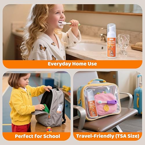 Miniatura 8 de NOHOO Pasta de dientes de espuma sin flúor para niños, sabor a frutas, pasta de dientes de entrenamiento natural para bebés y niños pequeños,