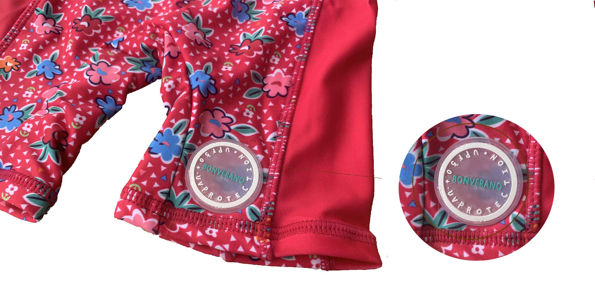 BONVERANO Bébé Maillot de Bain Une pièce à Manches Courtes bébés Filles Protection UV 50+ One Zip