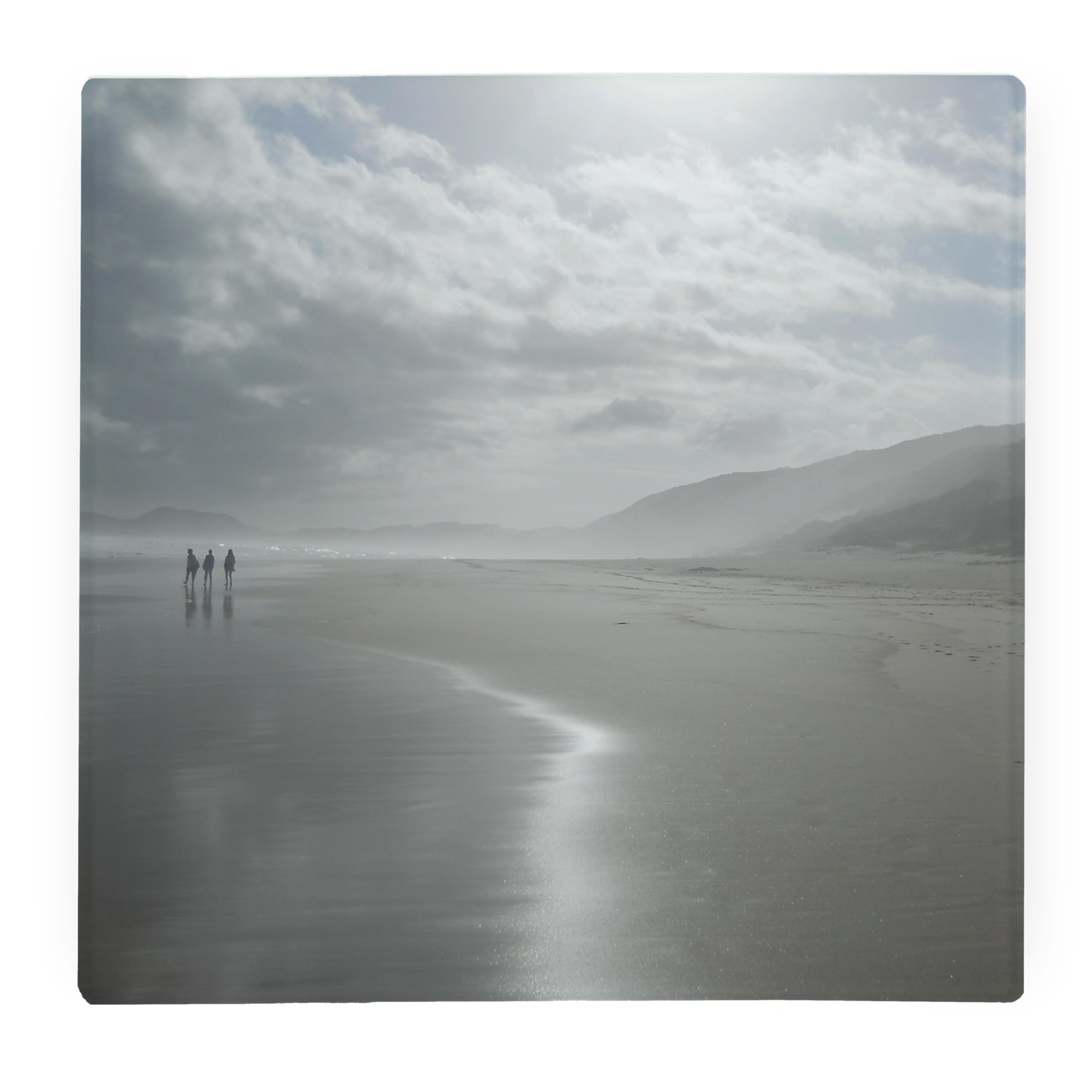 Ocean Mist Large Square Glass Worktop Protector - Coastal Beach Gift - Smooth Board Kitchen Chopping/Cutting Board Worktop Saver with Non-Slip Feet 30cm x 30cm (12" x 12")