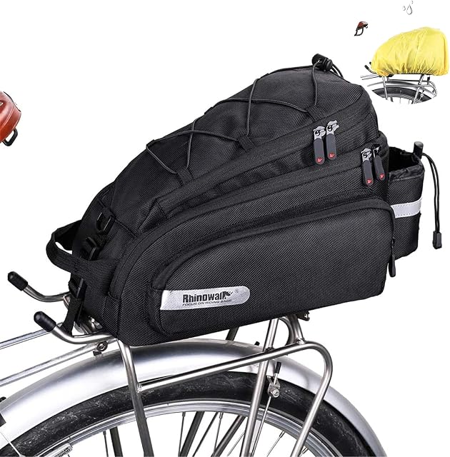 UBORSE Bike Pannier Bag Waterproof Bicycle Trunk Bag 12L Bike Rear Rack Carrier Bag Cycling Storage Pouch with Rain Cover