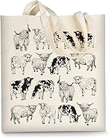 Vista 9 de Bolsa de lona AUSVKAI estética para mujer, lindas bolsas de tela reutilizables de algodón para compras, playa, comestibles