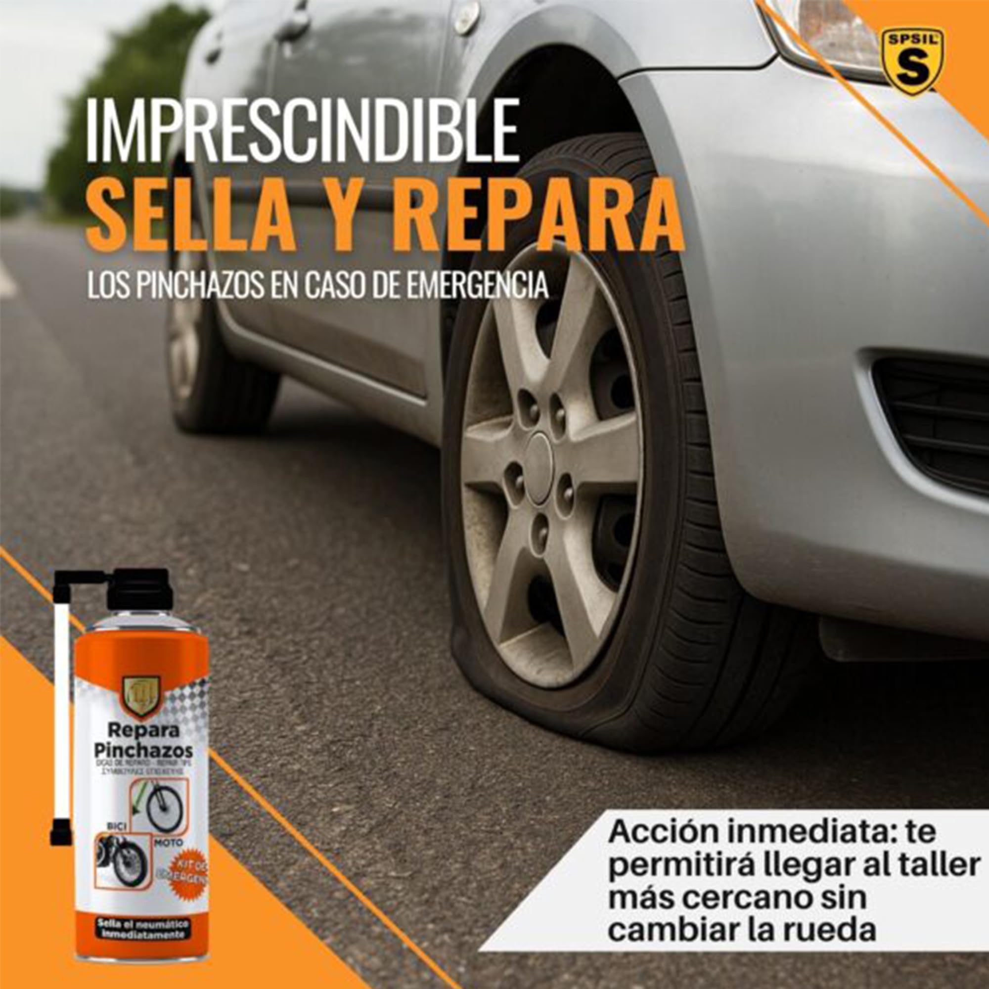 Spray Repara Pinchazos 200ml para Bicicletas, Motos y Patinetes – Sellador de Neumáticos de Emergencia, Sella y Reinfla al Instante, Kit Antipinchazos (2 Botella) — view 3
