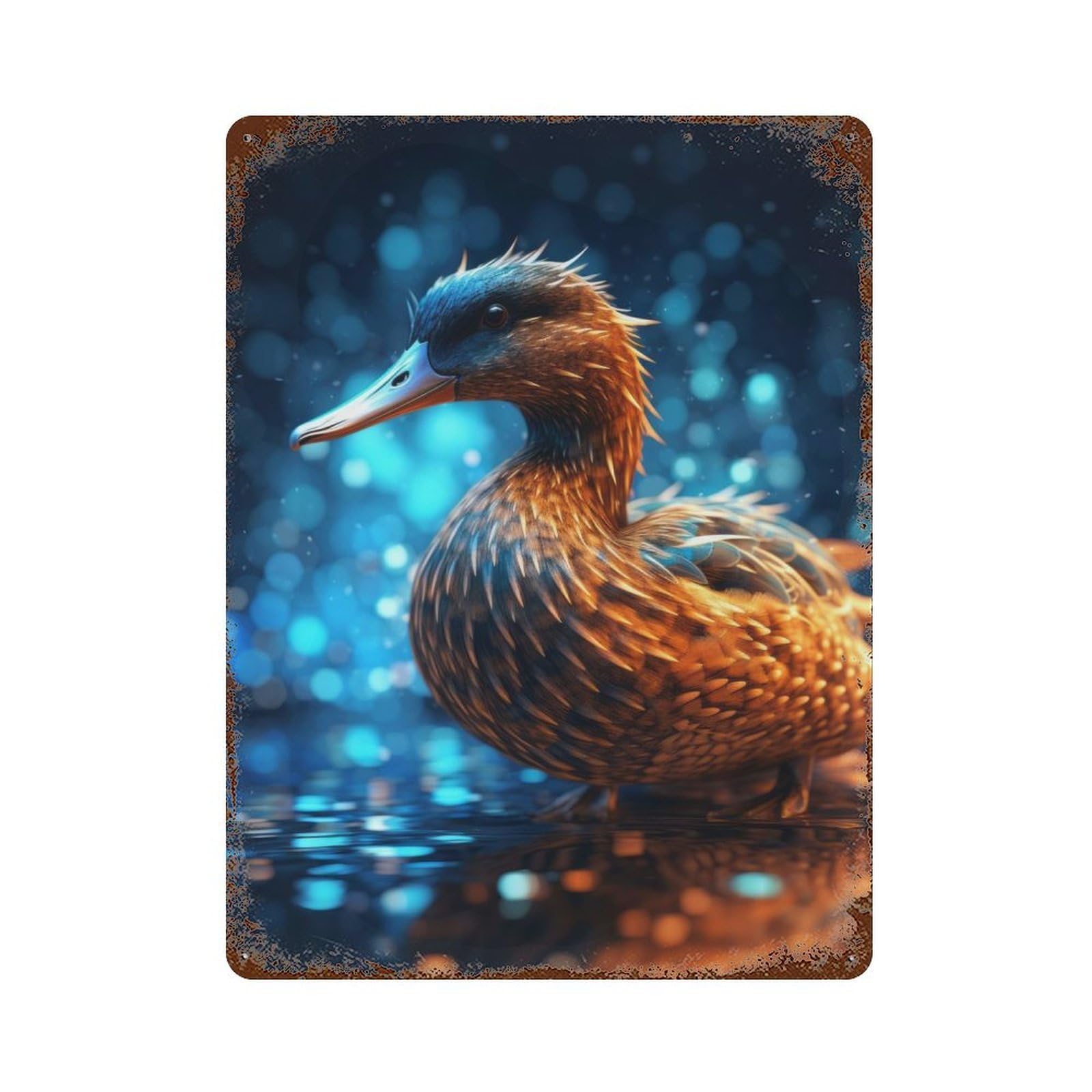 Glowing Mallard Duck Retro Metal Sign 15.7"x11.8", Classic Wall Plaque for Garage, Pub Or Kitchen