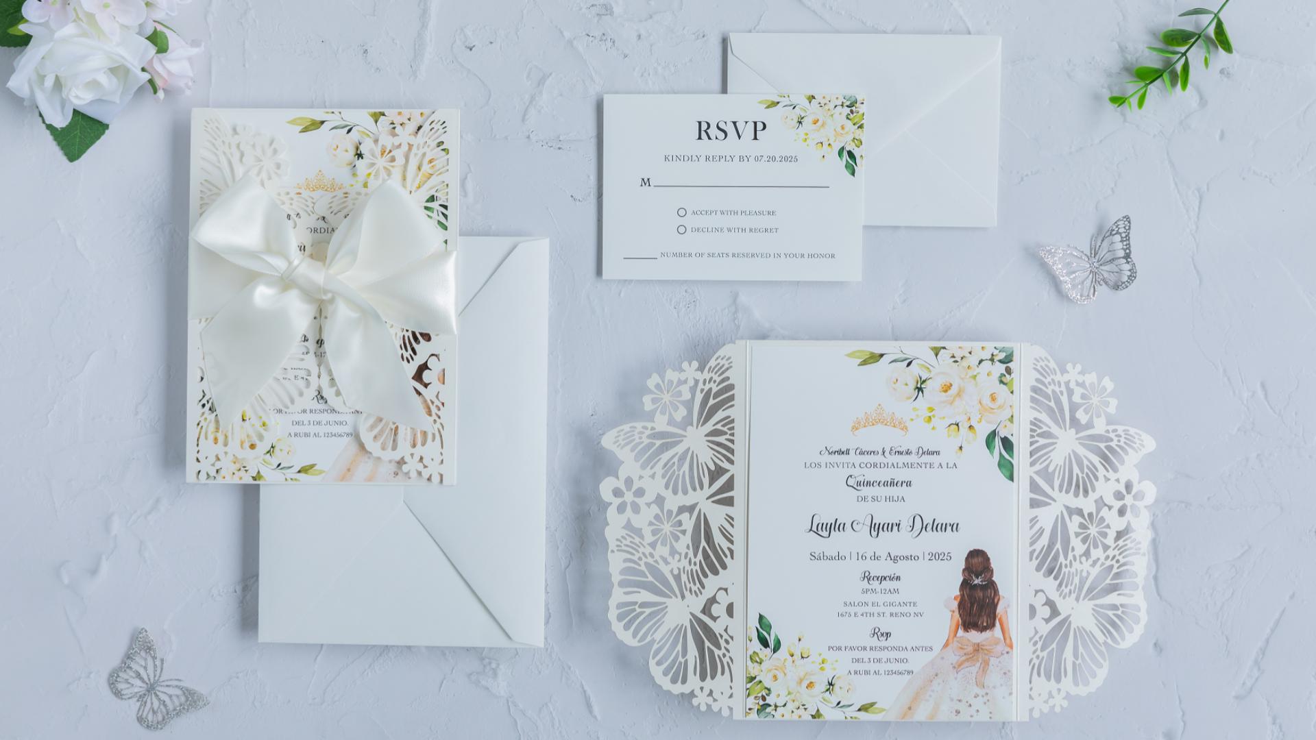 Quinceanera Party Favors 50Pcs Light Purple With Envelopes And RSVP Cards  Laser Cut Hollow Butterfly Personalized Invitation Pockets With Ribbons For  Birthday Party Wedding Bridal Shower Engagement Wedding Invitations, image size:1920x1080