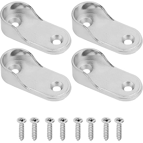 MroMax Zinc Alloy Oval Closet Rod End Supports, Wardrobe Rod Flange Bracket Support Fit Rod Inside Diameter 19.5mm/0.78", 4 Pack A Type 00143