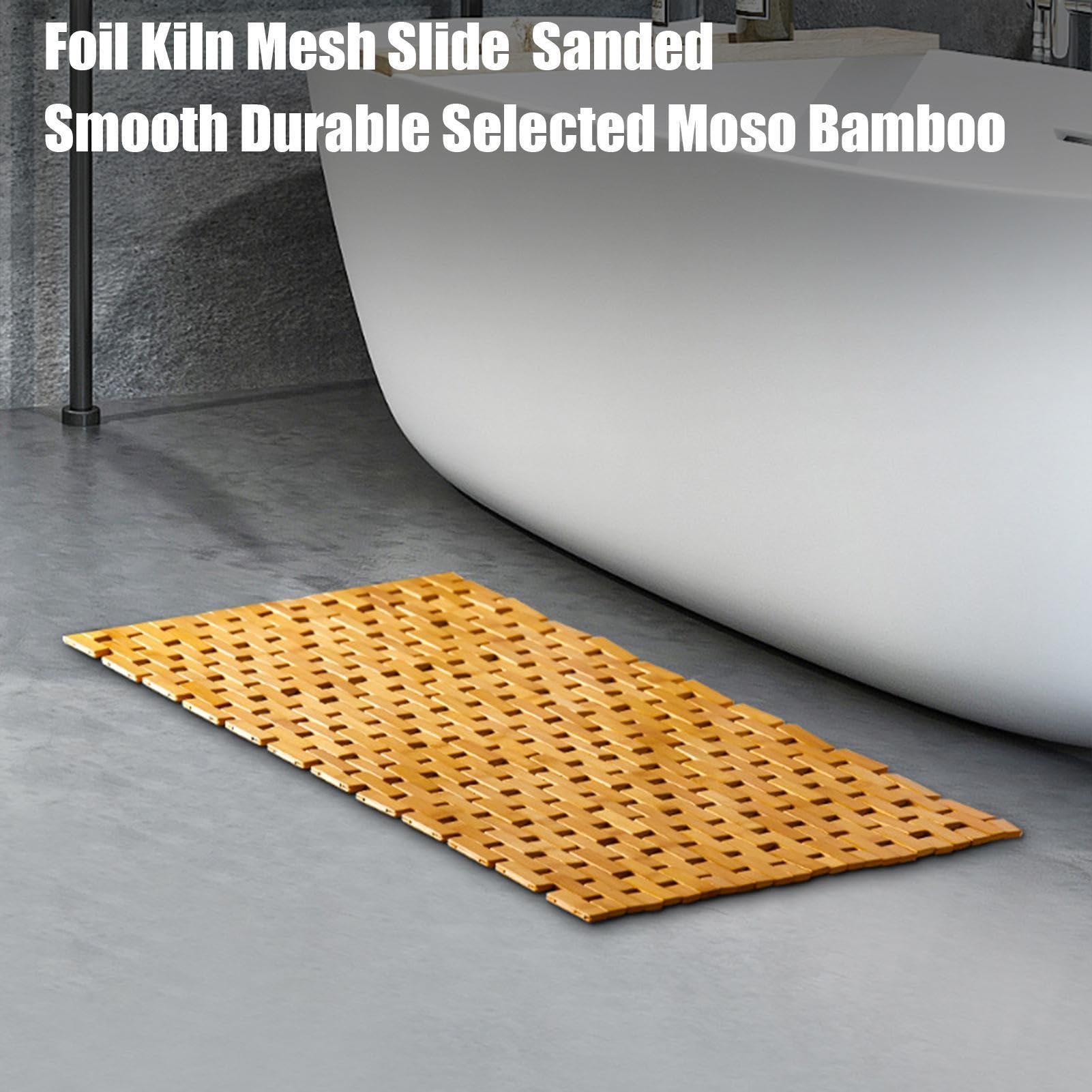 Tappetino da bagno in legno - Tappetino da doccia in legno 50x70 cm, assorbimento avanzato 'umidità | Tappetini portatili resistenti alle intemperie con facilità, tappeto da bagno in tessuto per u