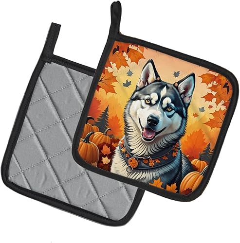 Miniatura 2 de Caroline's Treasures DAC1074PTHD Siberian Husky Fall Pair of Pot Holders Kitchen Heat Resistant Pot Holders Sets Oven Hot Pads for Cooking Baking