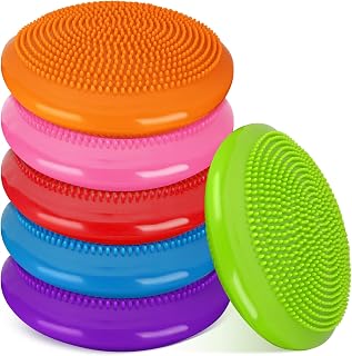 Amylove 6-Pack 13-Inch Inflatable Wiggle Seats for Sensory Kids - Wobble Cushions for Classroom Focus, Balance & Core Strength