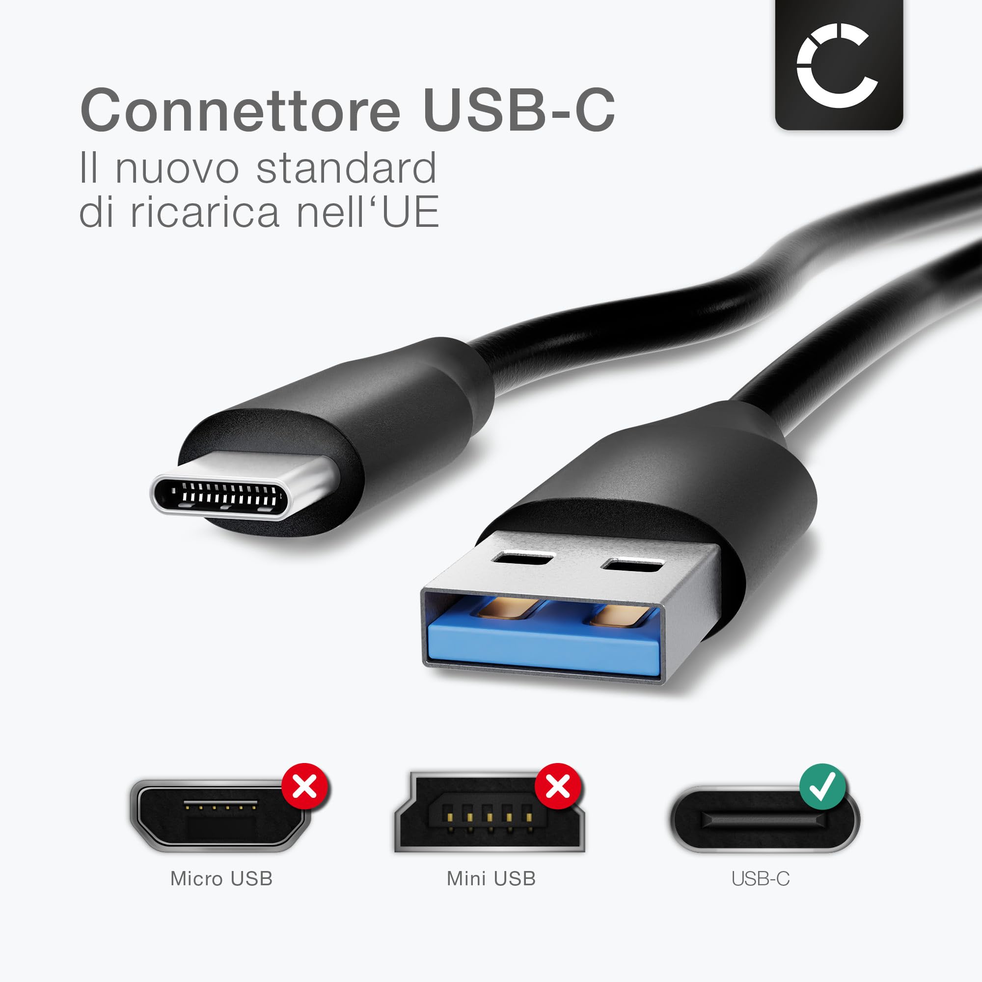 Cavo USB 2.0 compatibile con Garmin Edge 540, 1040, 1040 Solar, Explore 2, 840, inReach Mini 2, Camper 795, 1095, 895 ricarica 3A per navigatore GPS 1m nero